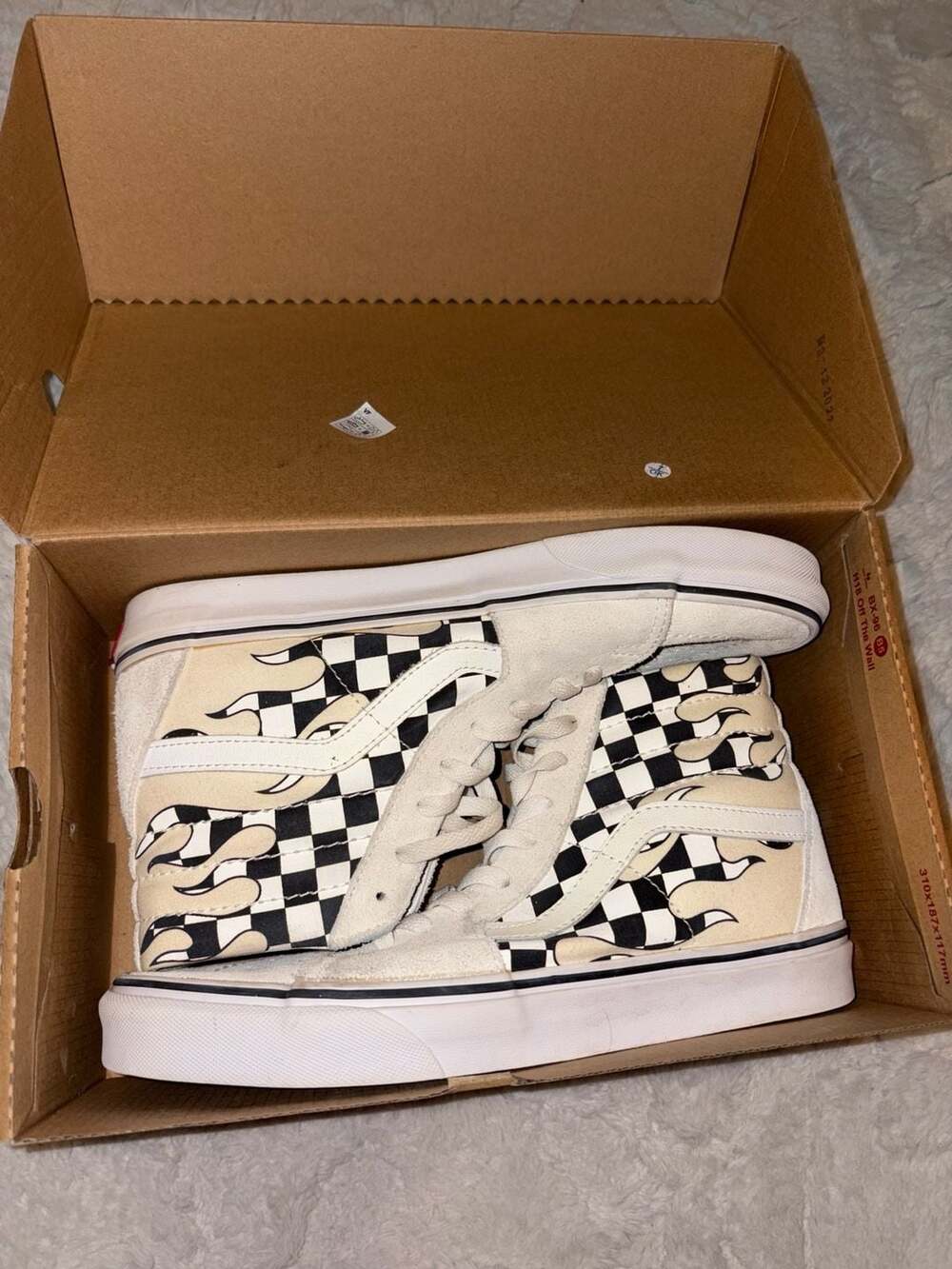 Vans Sk8-Hi 'Checkerboard Flame' Classic White High Top Sneakers